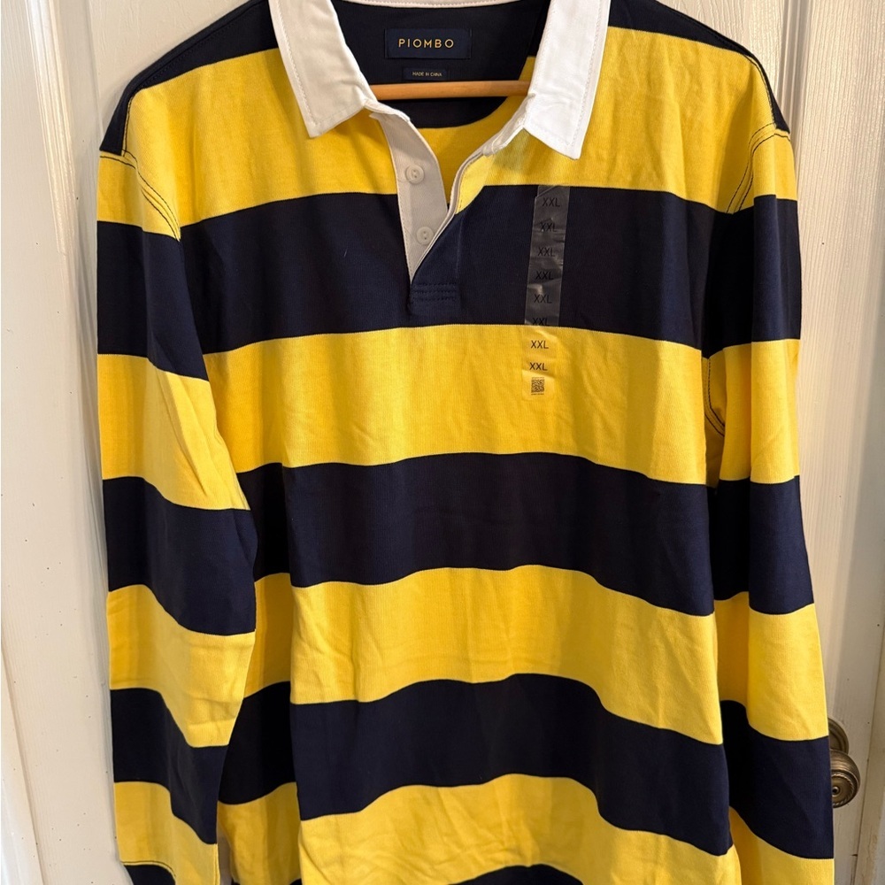 Piombo Rugby Polo Striped Long Sleeve Shirt Men’s SZ.XXL NWT - Picture 2 of 6